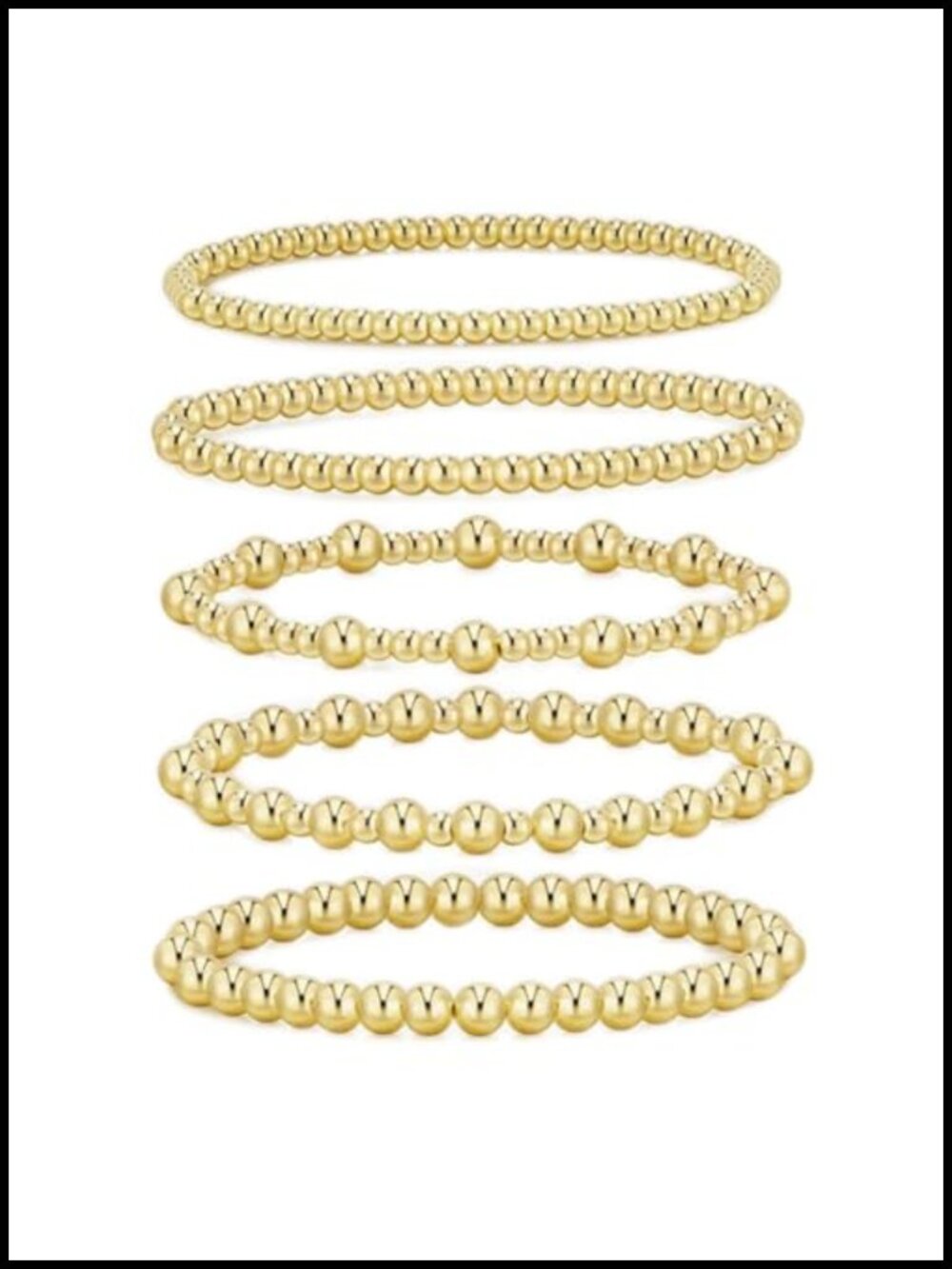 Gold Plated Beaded Bracelets for Women, Stretch Stackable Bracelet, Set of 3